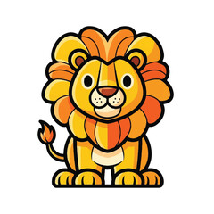 Naklejka premium Cartoon lion with orange mane.