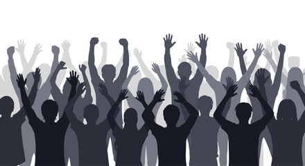 Naklejka premium People raising hands in celebration together.
