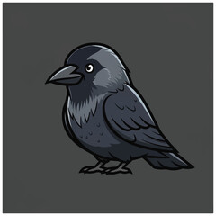 Fototapeta premium Dark Gray Cartoon Bird Side View.