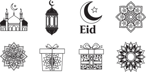 Ornate Arabic Mandala Patterns with Mosque Lantern and Gift Boxes for Ramadan Kareem © smcreovent