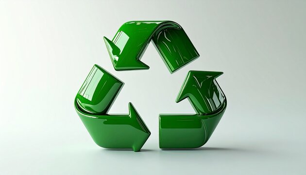 Green recycling symbol icon 3D render for sustainability, environmental protection, eco-friendly waste management, ecology concept, circular economy, clean energy, nature conservation, earth care, sus