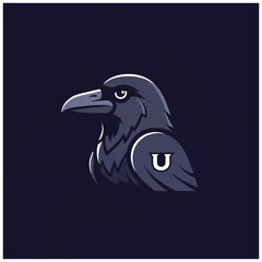 Obraz premium University logo crow bird head.