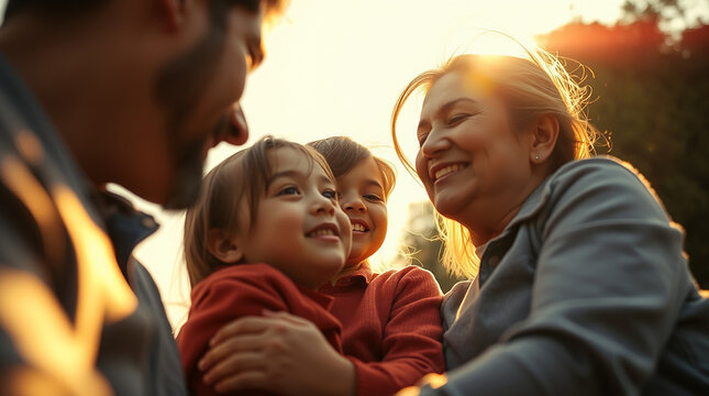 members of a family photographed with intimate moments of partage and laughter 