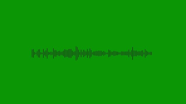 Audio sound frequency wave isolated on green screen background. black audio visualizer animation overlay sound waveform spectrum animation. 4k audio waveform visualizer for electronic beats.