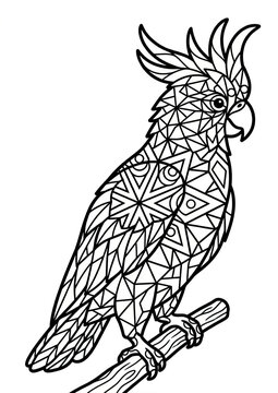 Mandala animals coloring pages for adults, intricate zentangle wild beasts line art