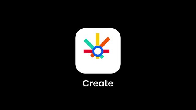 A colorful creative app icon featuring a pinwheel or asterisk-like design with multiple vibrant colors symbolizing creativity and artistic expression