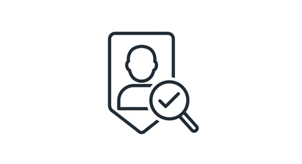 Fototapeta premium Icon of person with checkmark in magnifying glass for identification