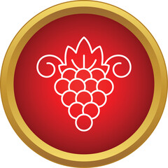 Naklejka premium Grapes with leaf and tendrils icon for wine, agriculture, or fruit concepts
