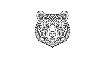 Fototapeta premium Stylized line art illustration of a bear's head with intricate geometric patterns