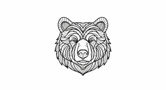 Stylized line art illustration of a bear's head with intricate geometric patterns