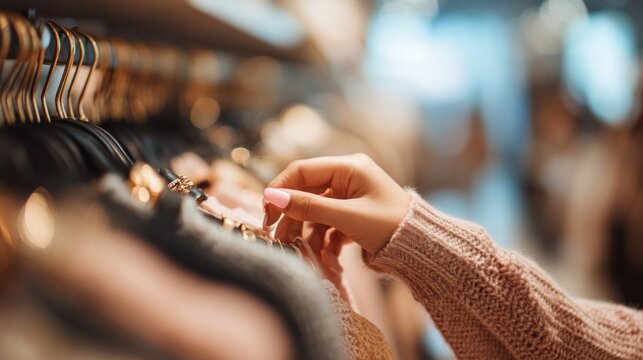 Woman selecting clothing in a store