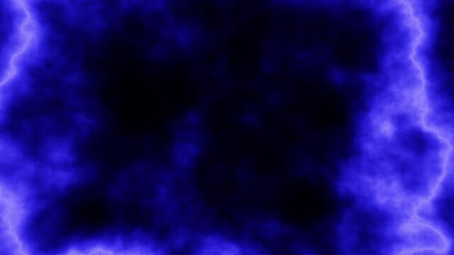 Dynamic abstract footage of blue plasma and electric energy forming a glowing border around a dark center, ideal for sci fi, technology, power, and transition backgrounds