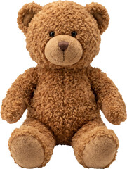 Fototapeta premium Cute brown plush teddy bear toy isolated on transparent background