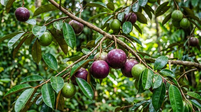 Caimito fruit on the tree (Chrysophyllum caimito).