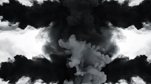 Abstract black smoke clouds isolated on white background