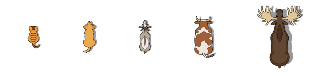 Top View Diverse Animals Vector Set, Overhead Perspective Pet and Livestock Collection for Architectural Site Plans, Farm Layouts, and Landscape Design © MkJutt