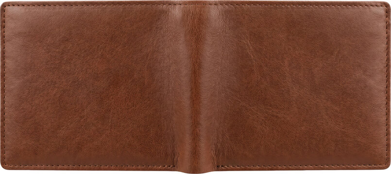 Brown leather bifold wallet for men isolated on transparent background