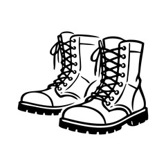 Logotipo con dibujo minimalista con líneas de un par de botas militares  © teracreonte