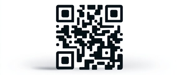 Fototapeta premium Lone QR code on white backdrop a digital tag for e-commerce and stock management