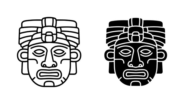 Ancient Mayan Mask Vector Icon Set
