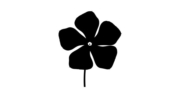 Simple Black Silhouette of a Five Petal Flower.