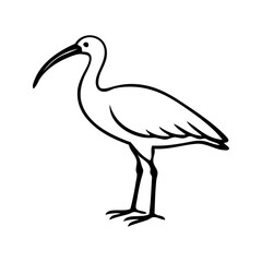 Logotipo con dibujo minimalista con líneas de un ibis de pie visto de perfil © teracreonte