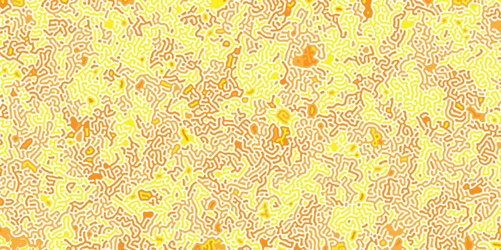 Turing reaction diffusion monochrome seamless pattern with chaotic motion. Overlay template abstract turing organic wallpaper. Natural maze labyrinth, reaction diffusion seamless vector pattern. 