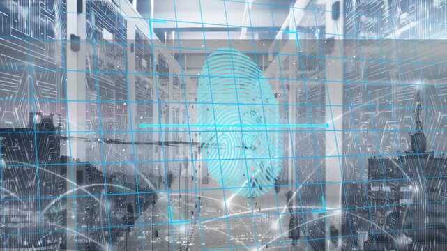 Cyan oval appearing in server corridor, starting access scan, syncing print grid and locks