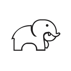 Fototapeta premium Simple Outline Baby Elephant Illustration, Cute Minimalist Animal Graphic Design