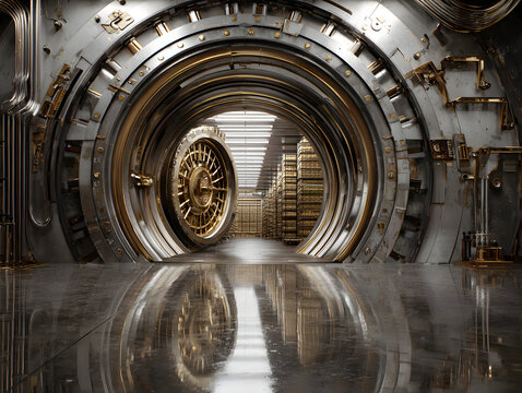 Massive vault door opens to reveal secure storage area