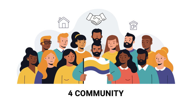 Diverse group of people holding a nonbinary pride flag.