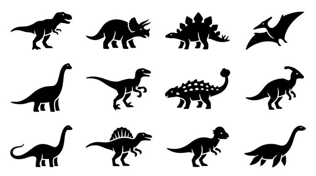Collection of various dinosaurs vector illustration