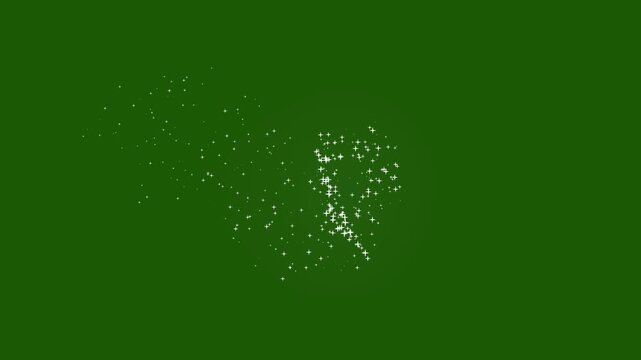 High quality white glitter sparkle line with magical fairy dust trail, twinkling star burst effects, glowing shimmer particles and smooth flow animation on green screen.