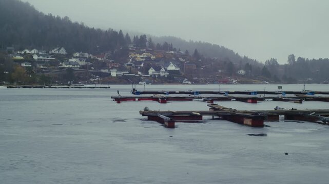 Industrial pier in Telemark canal park in Oslo, Norway