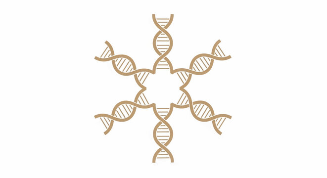 DNA molecule icon with double helix strands and genetic crossover shapes in minimalist brown outline style