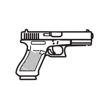 Glock 17 outline vector flat illustration design