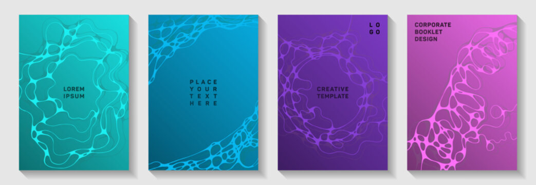 Gorgeous dj party posters. Smooth waves stream backgrounds. Stylish notebook vector layouts. Night party posters collection fluid curves graphic design.