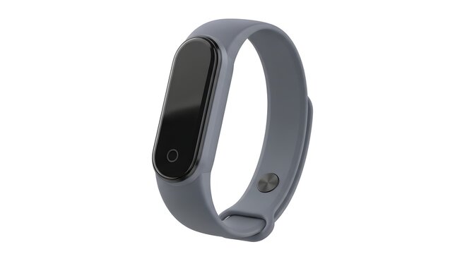 Grey Fitness Tracker Smart Band Isolated on White Background