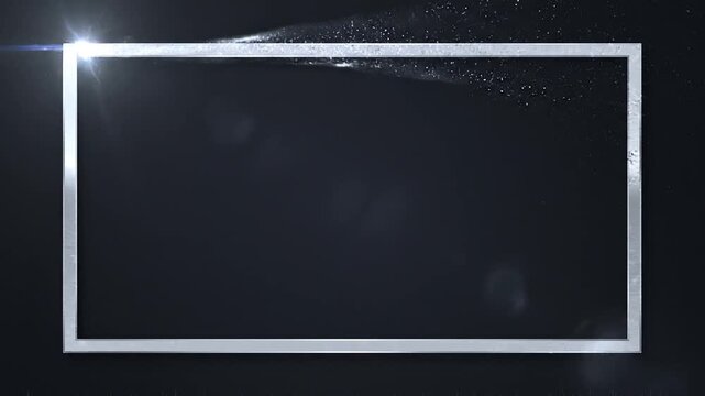 Modern Metallic Silver Frame with Glowing Light Flare on Dark Background