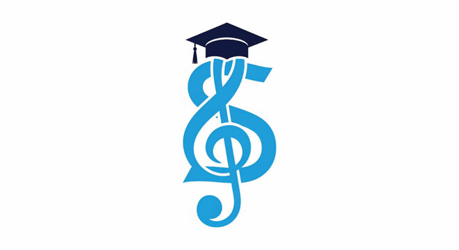 Graduation mortarboard with blue medical caduceus symbol for pharmacy education and healthcare branding concept