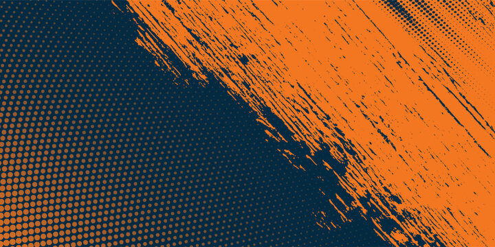 Dots halftone yellow and dark blue color pattern gradient grunge texture background. vector grunge
