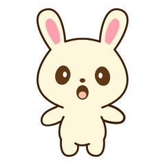Fototapeta premium Kawaii Surprised White Rabbit Character Illustration