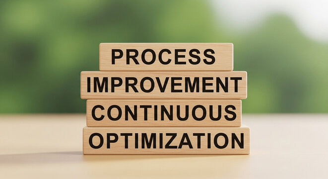 Hand Placing Wooden Blocks with Check Marks, Quality Control and Process Improvement Concept