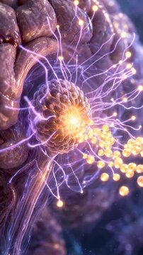 Melatonin sleep cycle concept brain neuron synapse glow 3D medical illustration pineal gland signaling neural network hormone particles circadian rhythm regulation neuroscience brain anatomy nerve