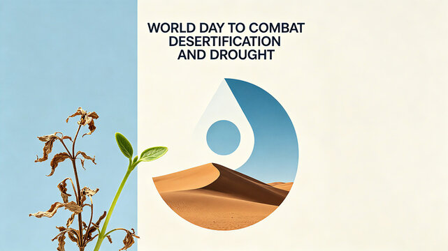 Comparison between withered and new shoots, representing the possibility of ecological restoration in combating desertification and drought, suitable for popular science posters
