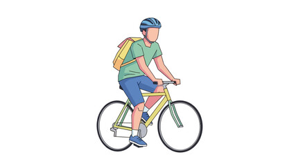 Fototapeta premium Vector Illustration of a Cyclist with Helmet and Backpack for Delivery Service or Commuting