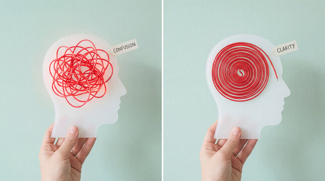 Mind Clarity vs. Confusion: Tangled vs. Organized Thoughts