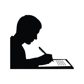 Person writing on a document.