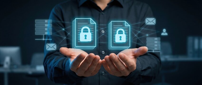 Data security measures for digital documents office environment infographic content cybersecurity awareness hands-on viewpoint protecting sensitive information
