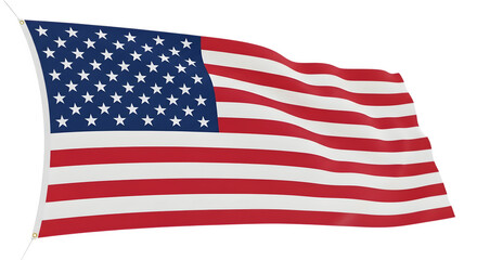 Obraz premium Waving American flag with stars and stripes flying freely outdoors.